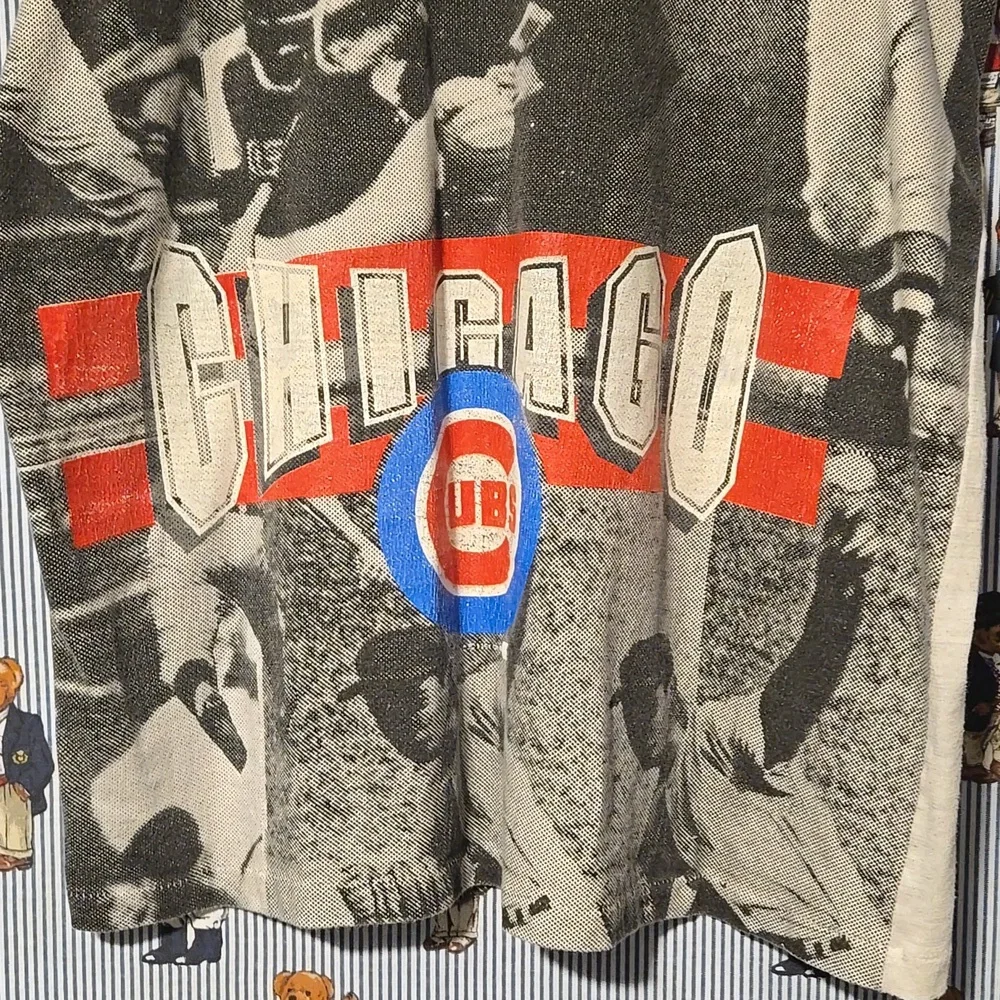 Vintage 1991 Chicago Cubs All Over Print Tank Top Rare Black White